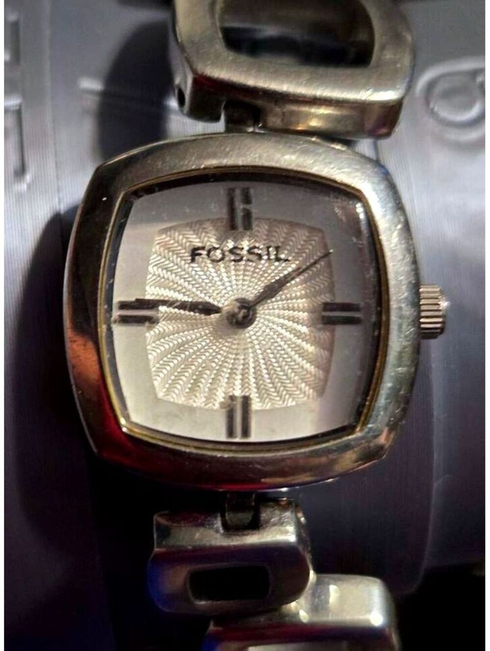 Fossil SSSquare Dial Link Bracelet Women's Quartz Watch WORKS